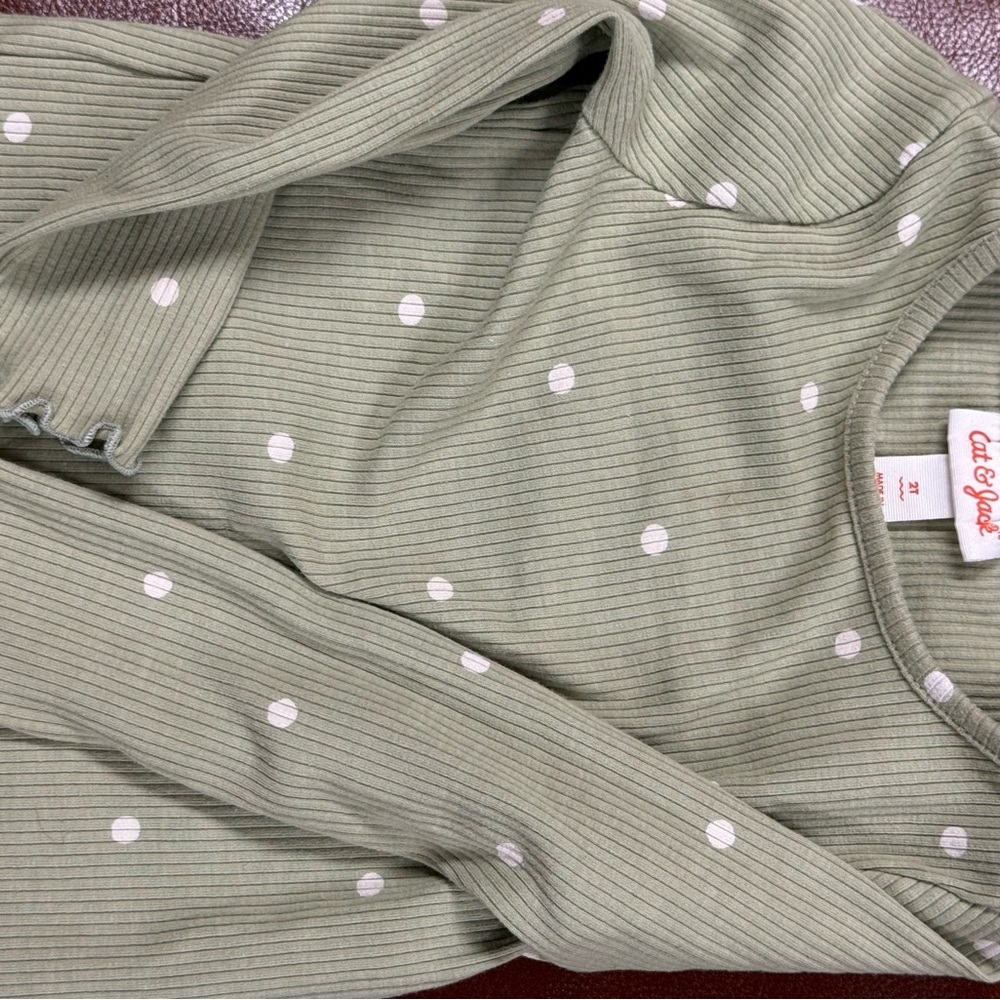Cat & Jack Light Sage Ribbed Dot Tee